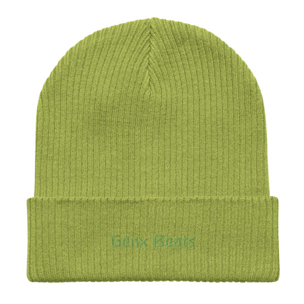 organic ribbed beanie leaf green front 6599446fce7a1